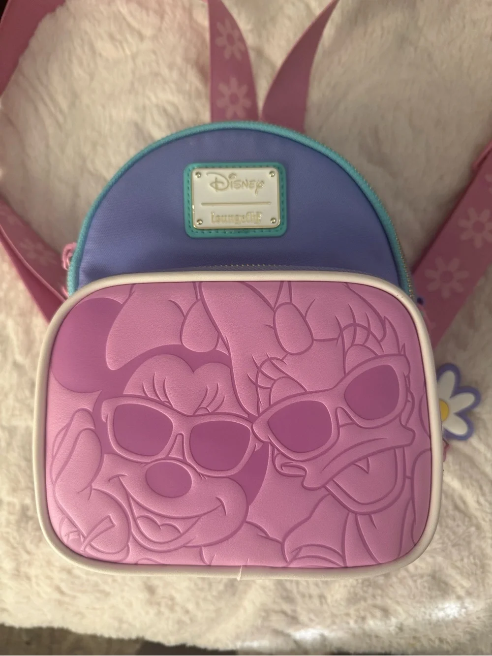 Loungefly Daisy Duck 85th Anniversary Minnie Mouse Convertible Mini Backpack